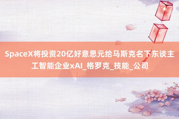 SpaceX将投资20亿好意思元给马斯克名下东谈主工智能企业xAI_格罗克_技能_公司