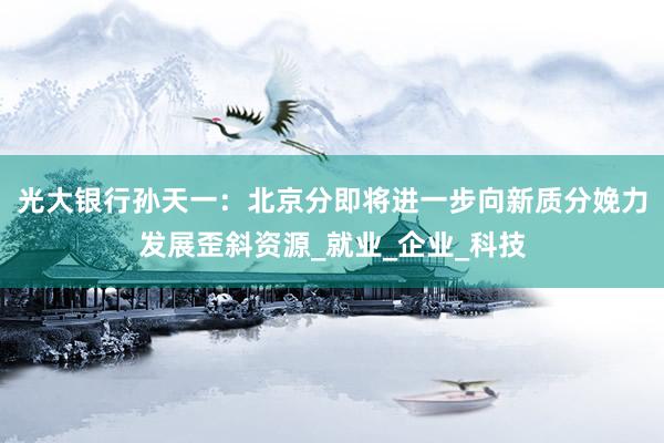 光大银行孙天一：北京分即将进一步向新质分娩力发展歪斜资源_就业_企业_科技