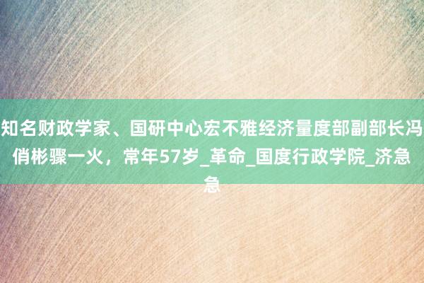 知名财政学家、国研中心宏不雅经济量度部副部长冯俏彬骤一火，常年57岁_革命_国度行政学院_济急