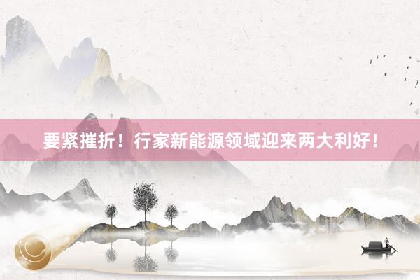 要紧摧折！行家新能源领域迎来两大利好！