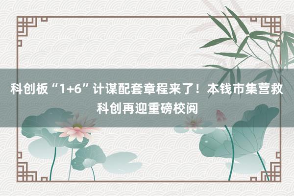 科创板“1+6”计谋配套章程来了！本钱市集营救科创再迎重磅校阅