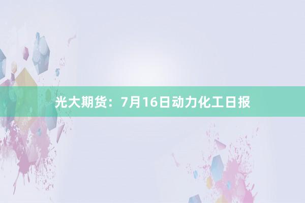 光大期货：7月16日动力化工日报
