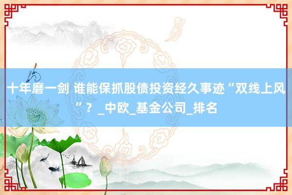十年磨一剑 谁能保抓股债投资经久事迹“双线上风”？_中欧_基金公司_排名
