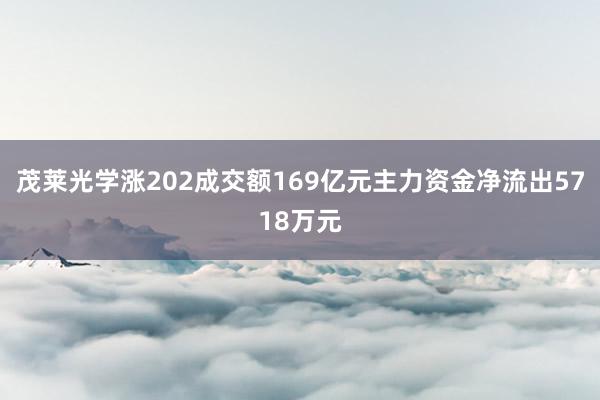茂莱光学涨202成交额169亿元主力资金净流出5718万元