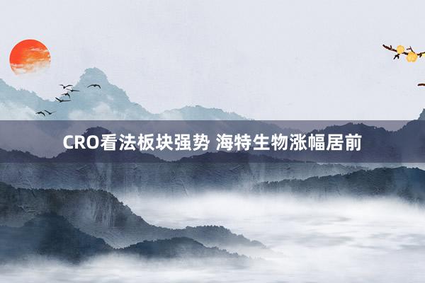 CRO看法板块强势 海特生物涨幅居前