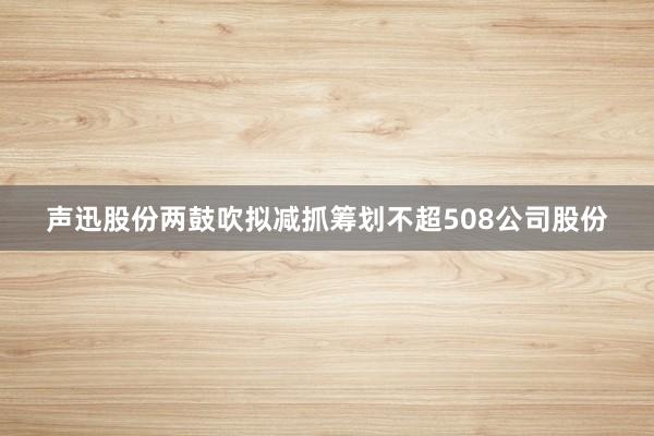 声迅股份两鼓吹拟减抓筹划不超508公司股份