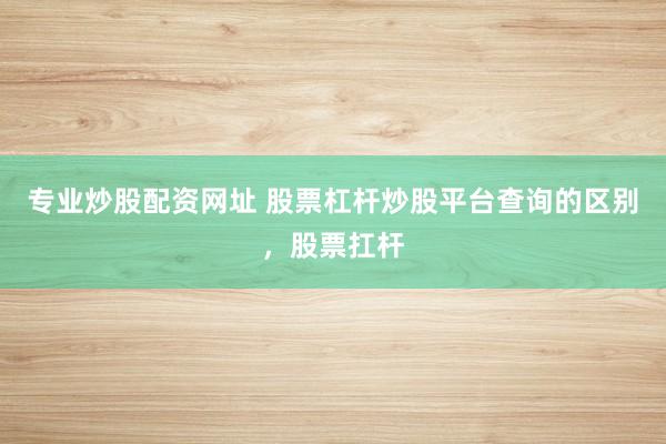 专业炒股配资网址 股票杠杆炒股平台查询的区别，股票扛杆