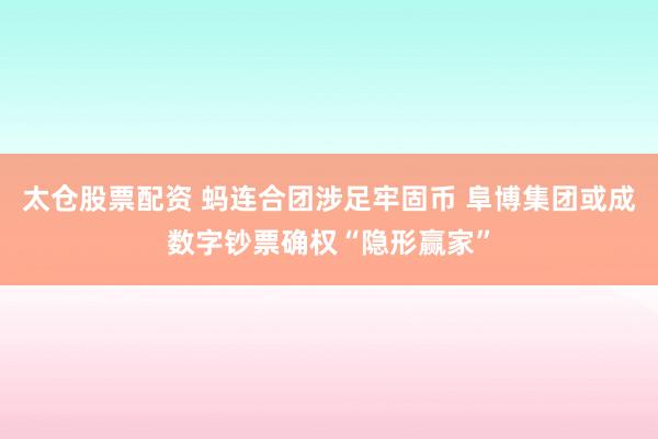太仓股票配资 蚂连合团涉足牢固币 阜博集团或成数字钞票确权“隐形赢家”