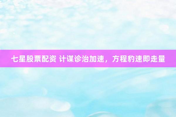 七星股票配资 计谋诊治加速，方程豹速即走量
