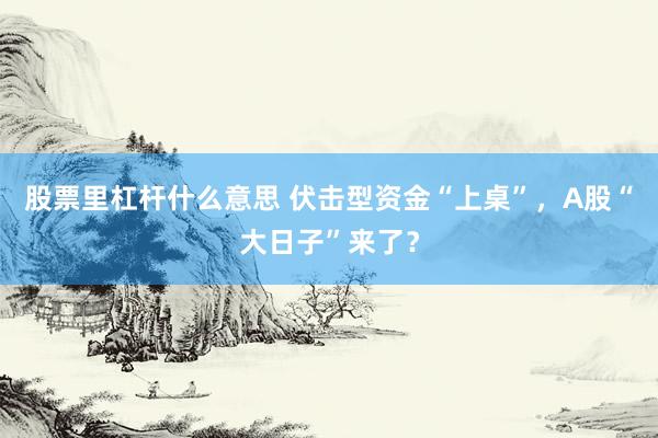 股票里杠杆什么意思 伏击型资金“上桌”，A股“大日子”来了？