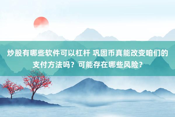 炒股有哪些软件可以杠杆 巩固币真能改变咱们的支付方法吗？可能存在哪些风险？