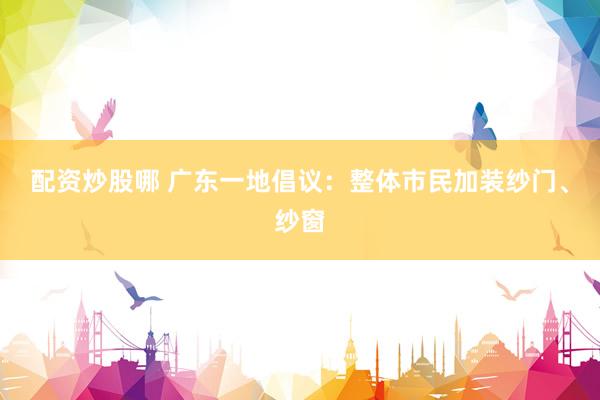 配资炒股哪 广东一地倡议：整体市民加装纱门、纱窗