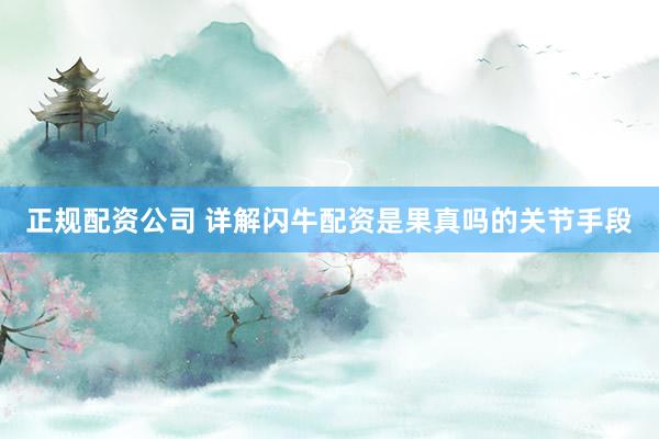 正规配资公司 详解闪牛配资是果真吗的关节手段