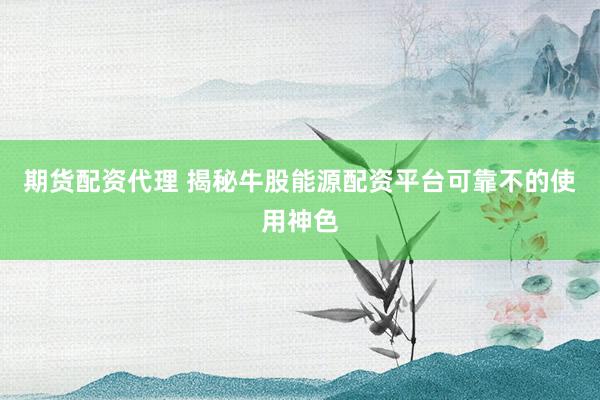期货配资代理 揭秘牛股能源配资平台可靠不的使用神色