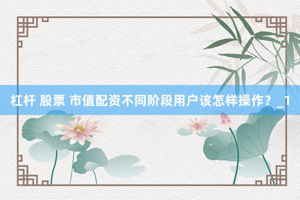 杠杆 股票 市值配资不同阶段用户该怎样操作？_1