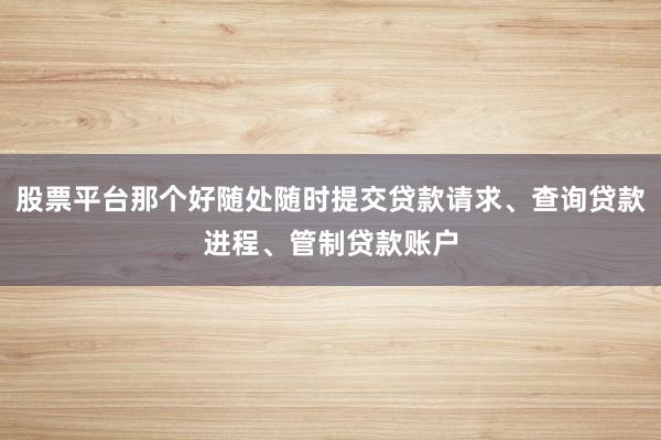 股票平台那个好随处随时提交贷款请求、查询贷款进程、管制贷款账户