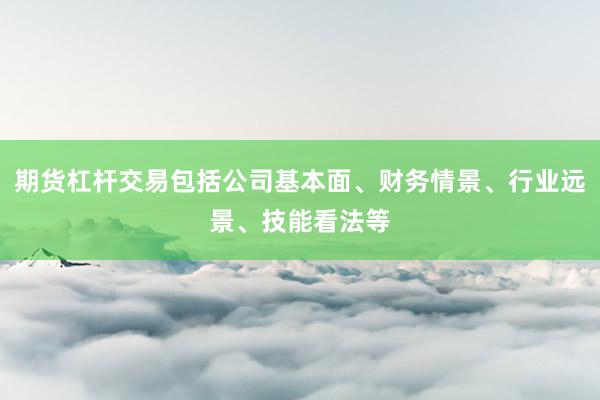 期货杠杆交易包括公司基本面、财务情景、行业远景、技能看法等