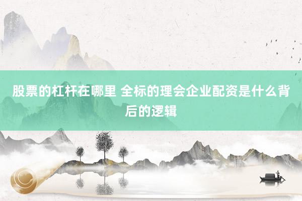 股票的杠杆在哪里 全标的理会企业配资是什么背后的逻辑