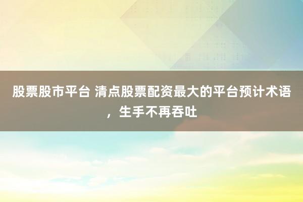股票股市平台 清点股票配资最大的平台预计术语,生手不再吞吐