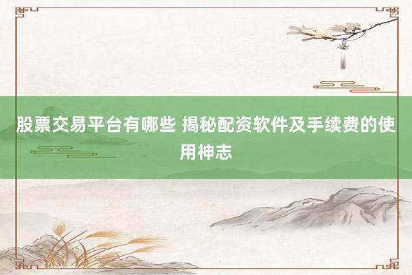 股票交易平台有哪些 揭秘配资软件及手续费的使用神志
